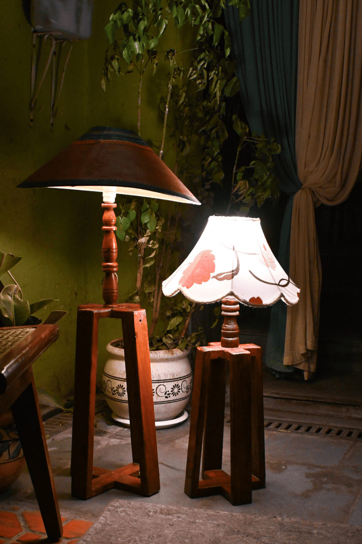 Heritage Duo – Art Deco Old-Growth Teak Floor Lamps