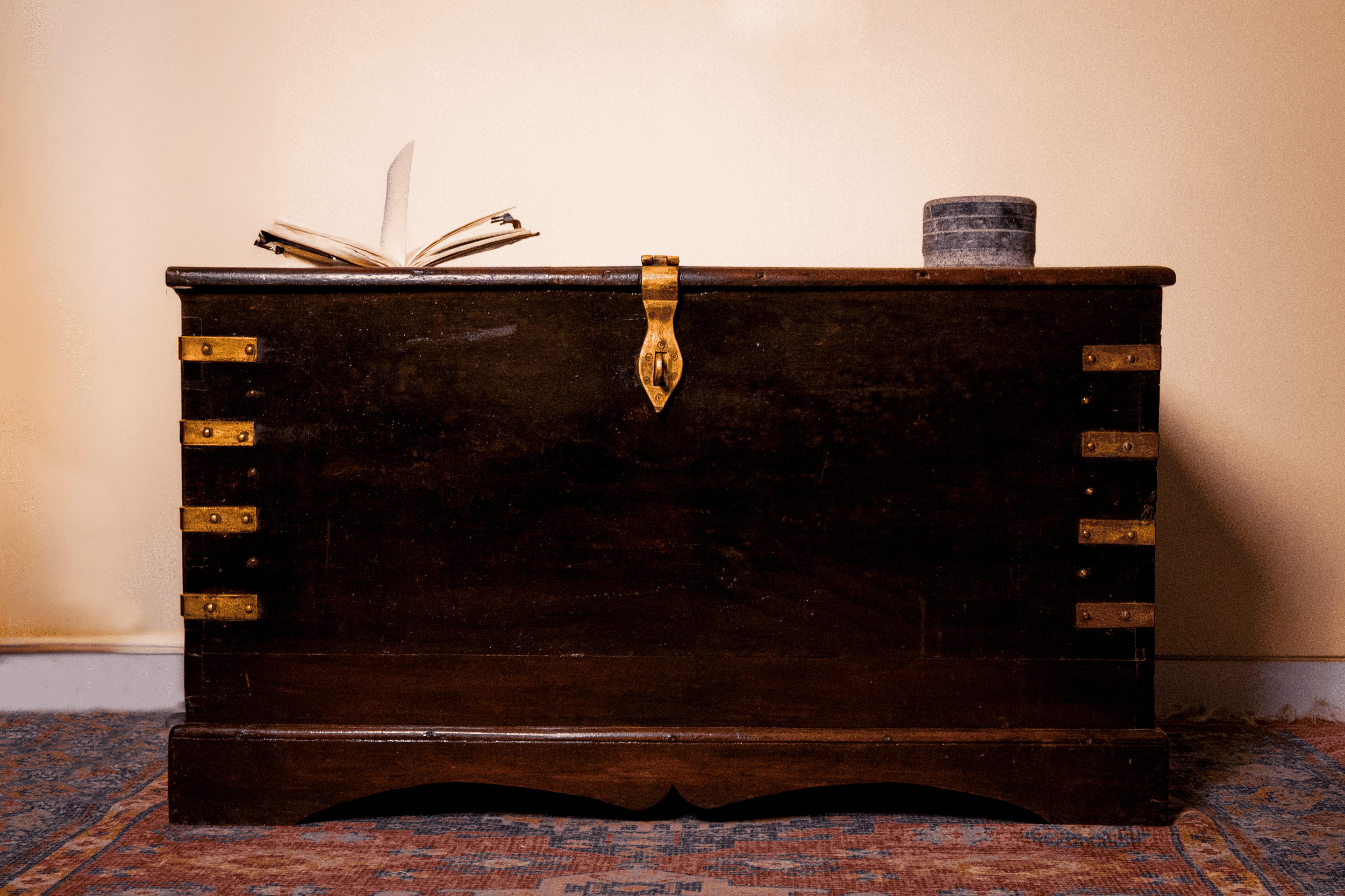 Viceroy’s Vault – Old-Growth Teak Campaign Chest / Brass-Bound Trunk