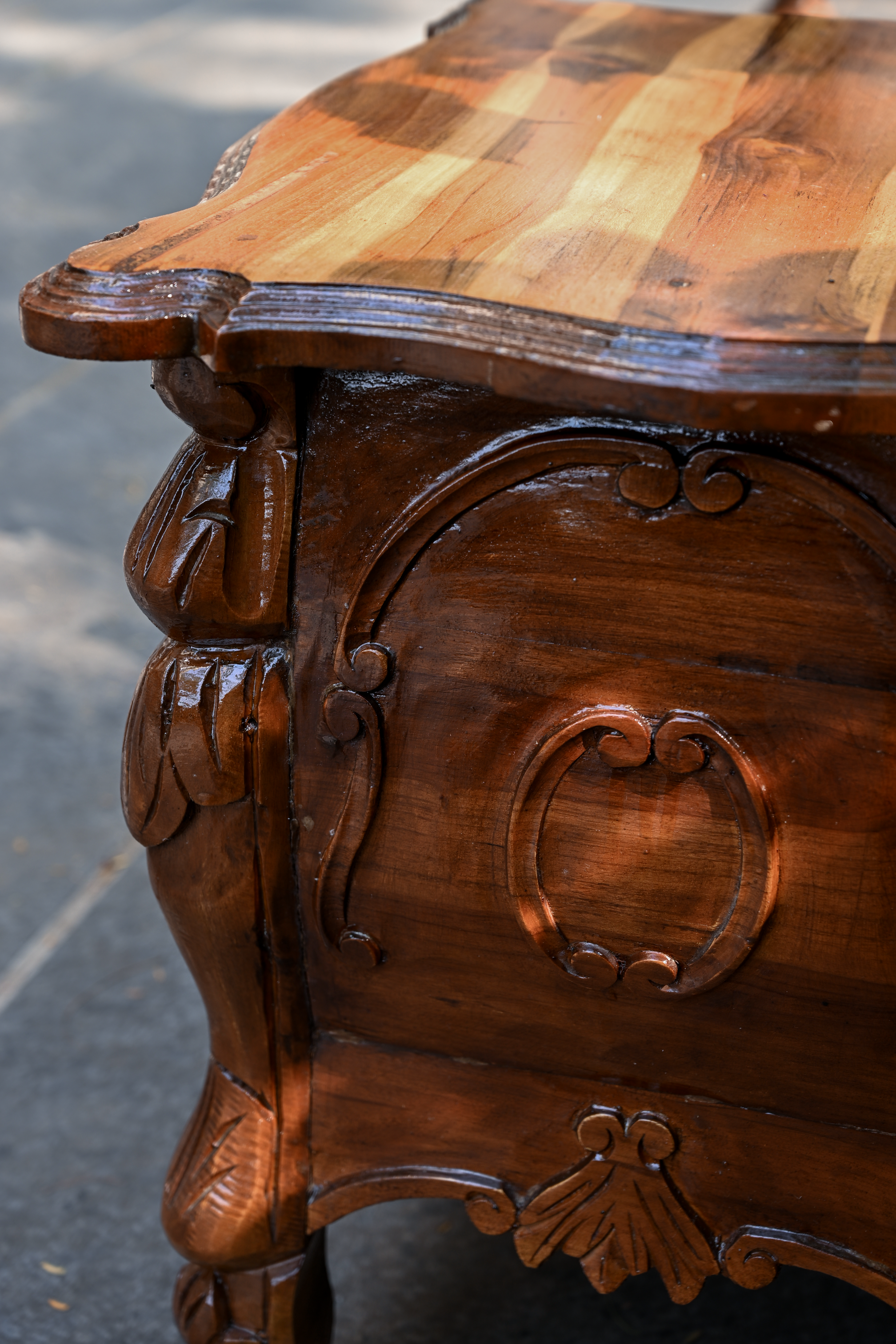 CARVED PLINTH - CARVED OLD GROWTH TEAK CHEST-TABLE