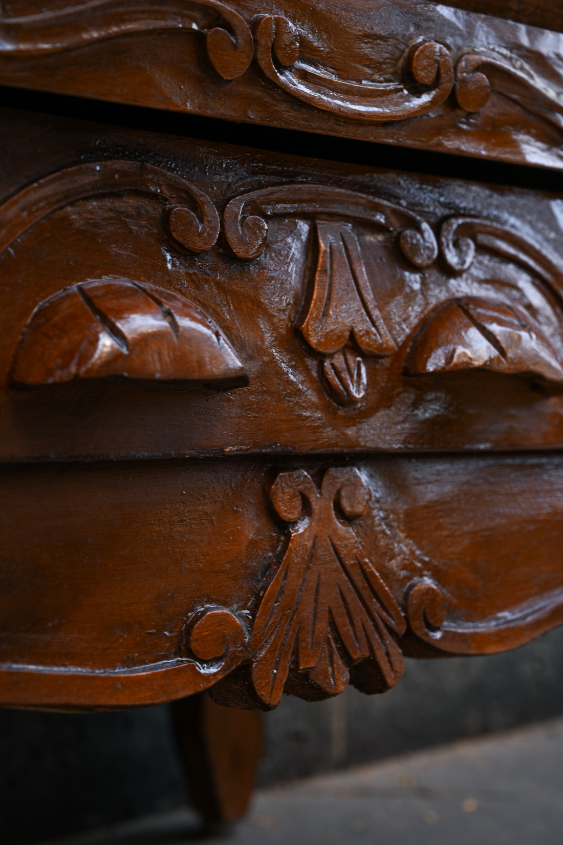 CARVED PLINTH - CARVED OLD GROWTH TEAK CHEST-TABLE