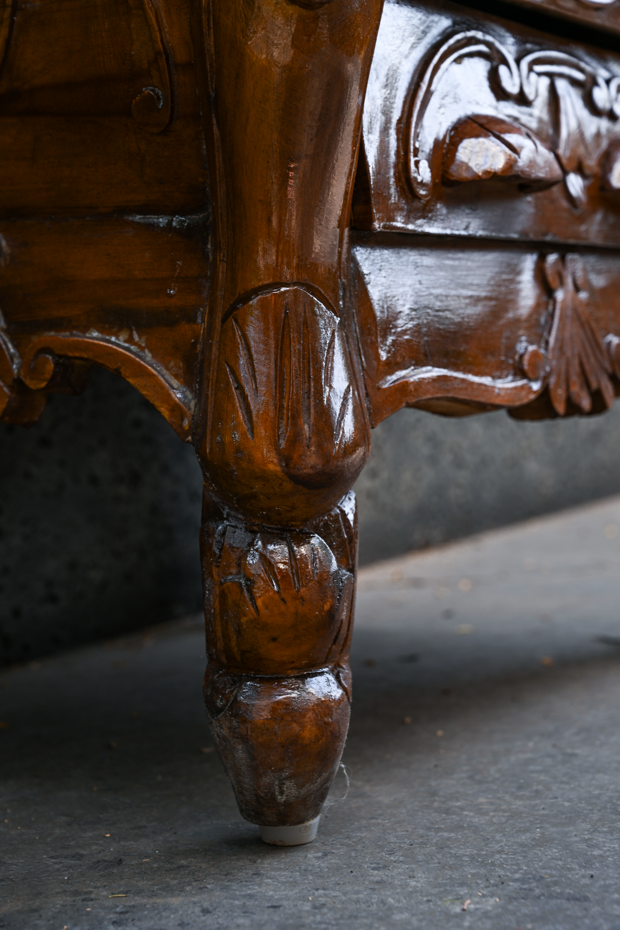 CARVED PLINTH - CARVED OLD GROWTH TEAK CHEST-TABLE
