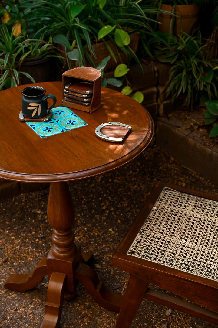 PEACOCK PEDESTAL ROUND PEDESTAL TABLE - COLONIAL TEAK