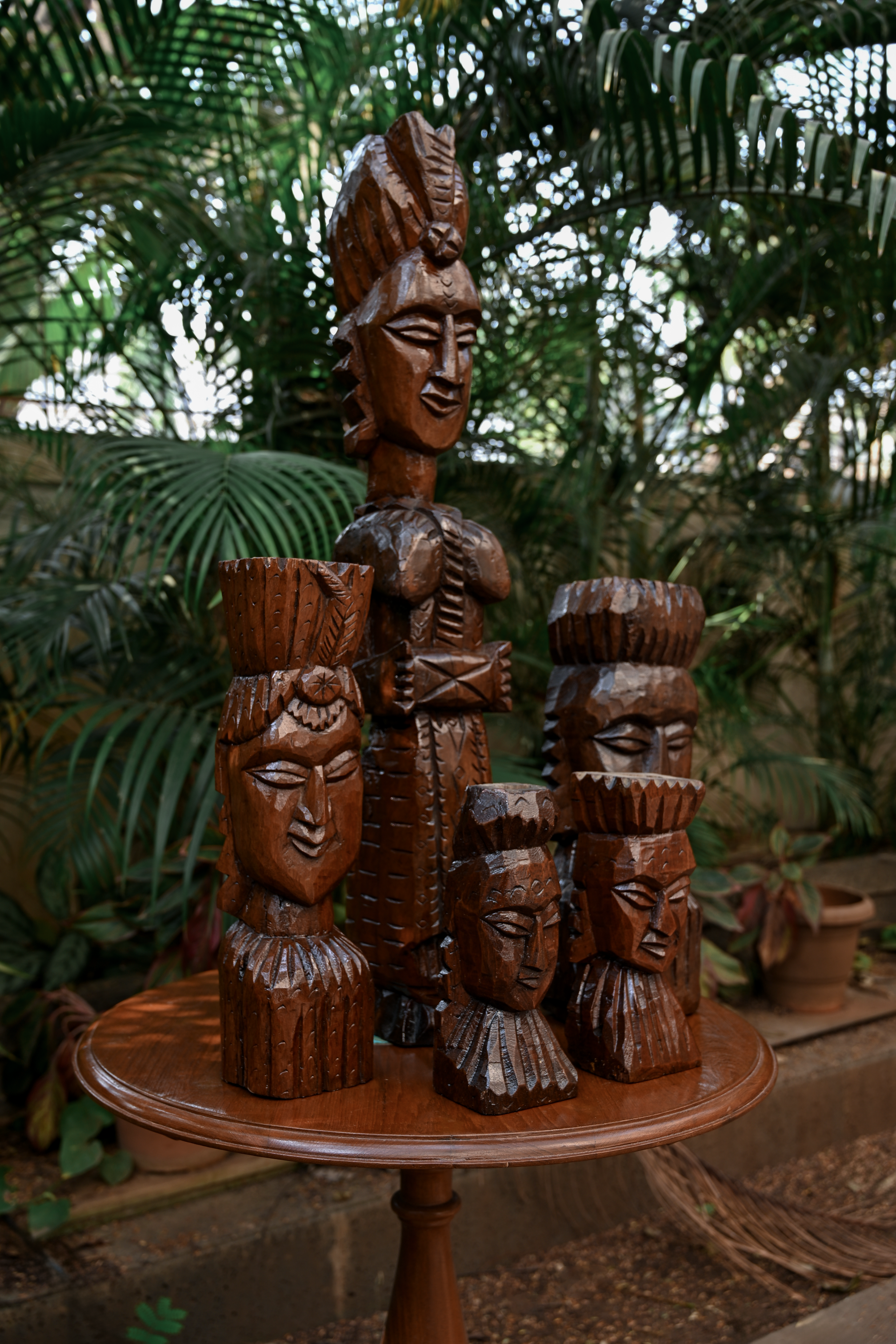 A Family of Five Hand-Carved Ritual Figures