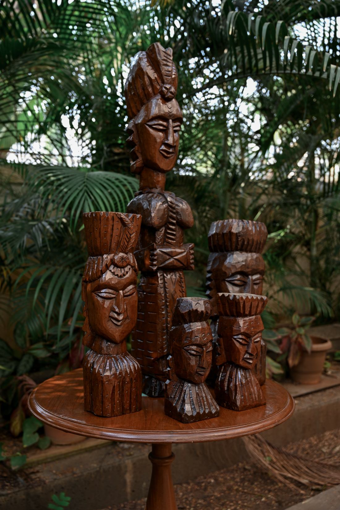 A Family of Five Hand-Carved Ritual Figures