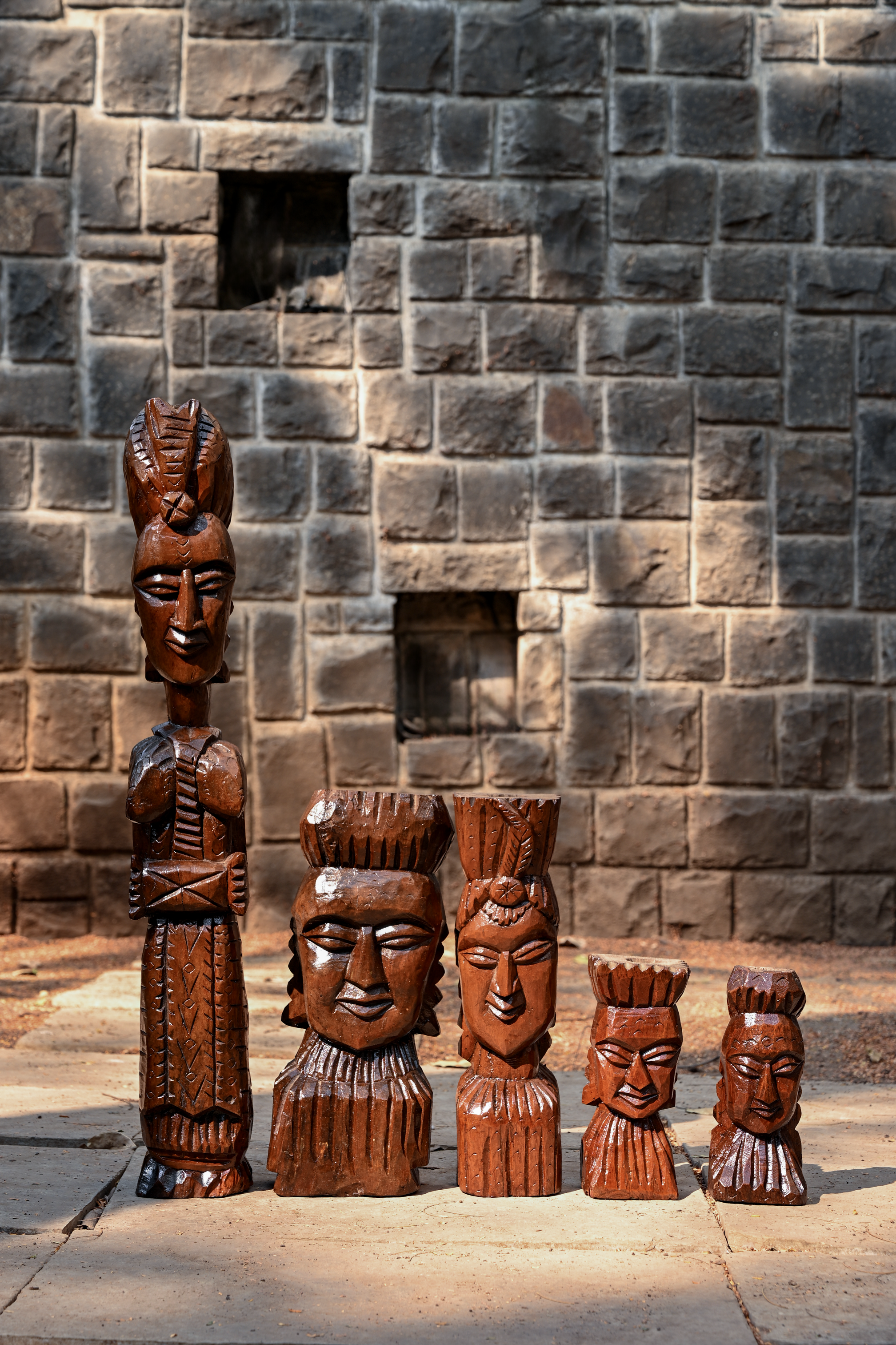 A Family of Five Hand-Carved Ritual Figures
