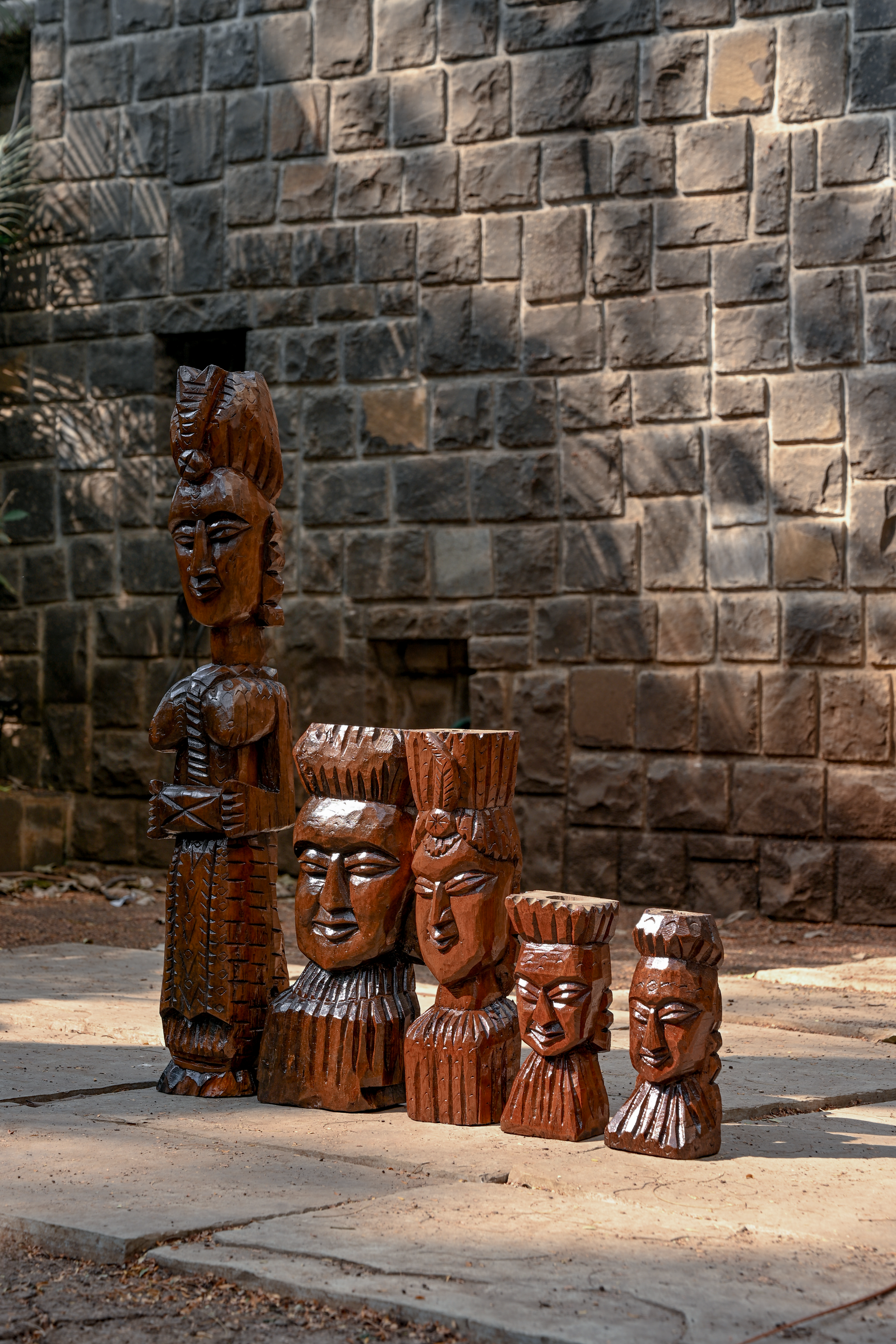 A Family of Five Hand-Carved Ritual Figures