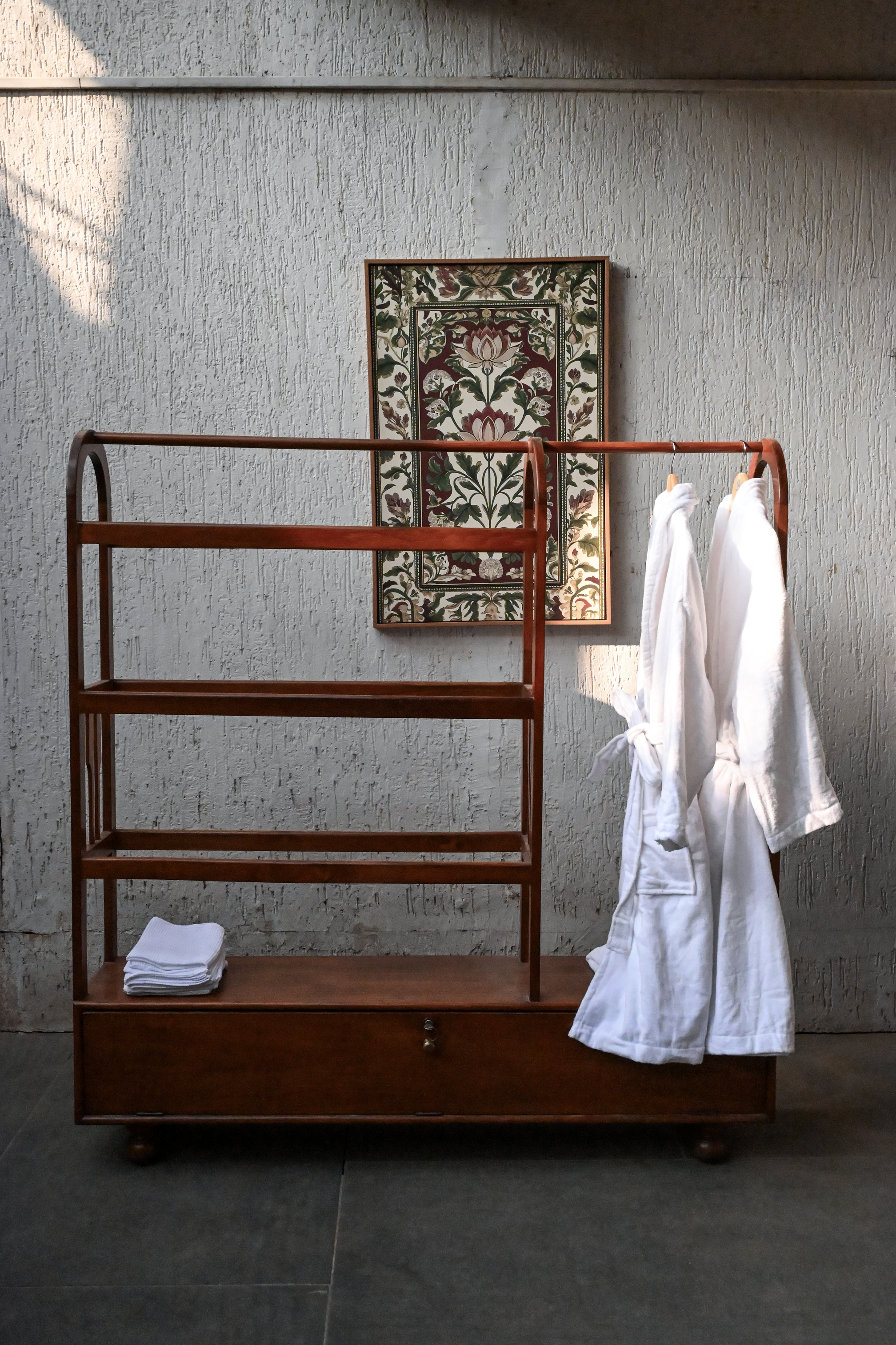 Ritual Wash Anglo-Indian Solid Teak Washstand / Towel Rack