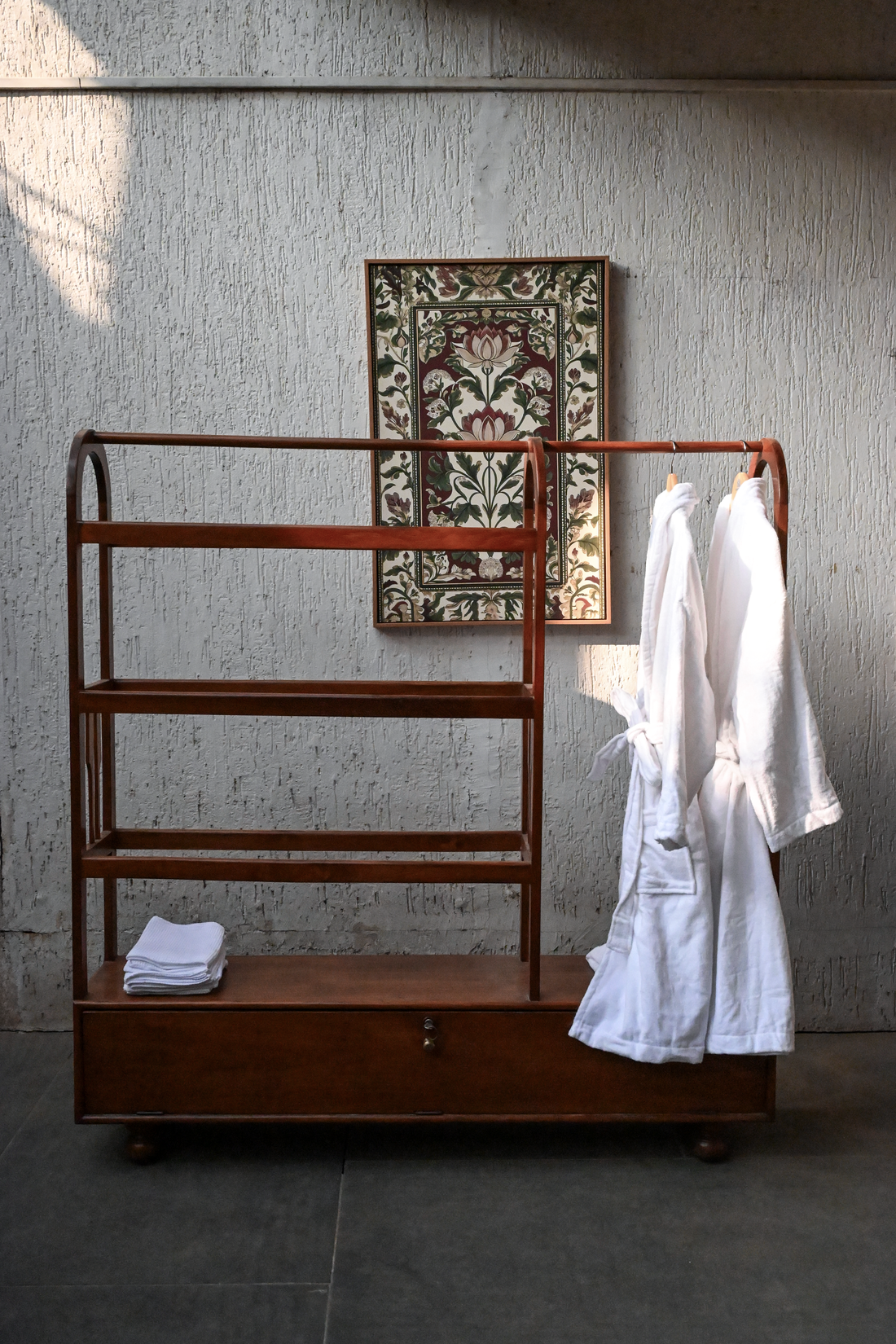 Ritual Wash Anglo-Indian Solid Teak Washstand / Towel Rack
