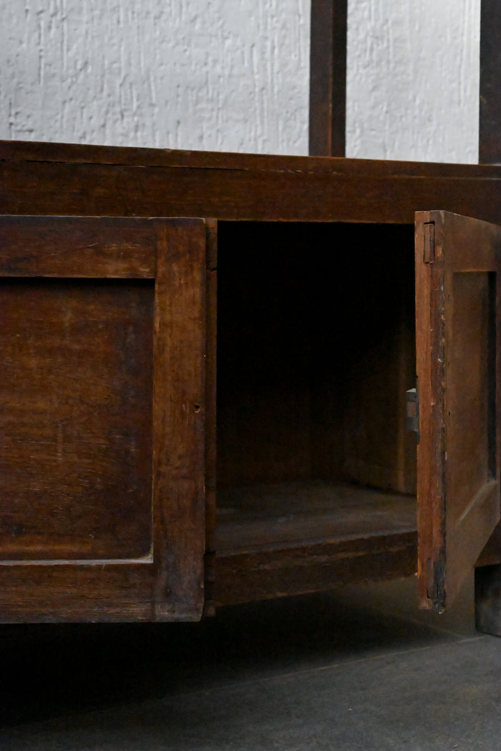 Mini Ritual Wash Anglo-Indian Utility Towel Rack Cabinet - Old Teak